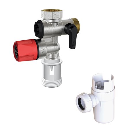 Groupe de sécurité droit 3/4" avec siphon entonnoir pour chauffe-eau