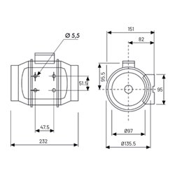 Ventilateur de conduit TD-160/100 Silent 150/180 m3/h
