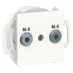 Prise double multiservices M-S Unica NU545718 Blanc mécanisme seul