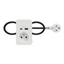 Bloc 3 prises (2P+T / USB-A / USB-C) Unica System+ INS44052 blanc et tissus gris clair