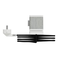 Bloc 3 prises (2P+T / USB-A / USB-C) Unica System+ INS44052 blanc et tissus gris clair