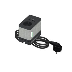 Bloc 3 prises (2P+T / USB-A / USB-C) Unica System+ INS44053 anthracite et tissus gris clair