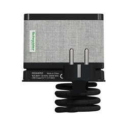 Bloc 3 prises (2P+T / USB-A / USB-C) Unica System+ INS44053 anthracite et tissus gris clair