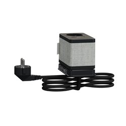Bloc 3 prises (2P+T / USB-A / USB-C) Unica System+ INS44053 anthracite et tissus gris clair