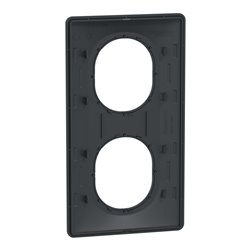 Plaque de finition Ovalis entraxe 71 mm S340724G anthracite bague argent chromé 2 postes vertical