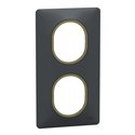 Plaque de finition Ovalis entraxe 71 mm S340724E anthracite bague laiton 2 postes vertical