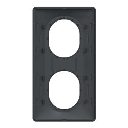 Plaque de finition Ovalis entraxe 71 mm S340724E anthracite bague laiton 2 postes vertical