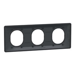 Plaque de finition Ovalis entraxe 71 mm S340706G anthracite bague argent chromé 3 postes horizontal