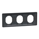 Plaque de finition Ovalis entraxe 71 mm S340706G anthracite bague argent chromé 3 postes horizontal