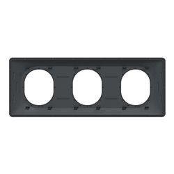Plaque de finition Ovalis entraxe 71 mm S340706G anthracite bague argent chromé 3 postes horizontal
