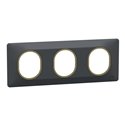 Plaque de finition Ovalis entraxe 71 mm S340706E anthracite bague laiton 3 postes horizontal