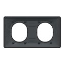 Plaque de finition Ovalis entraxe 71 mm S340704G anthracite bague argent chromé 2 postes horizontal