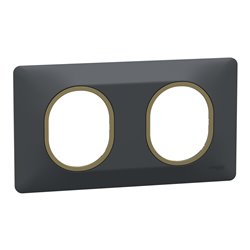 Plaque de finition Ovalis entraxe 71 mm S340704E anthracite bague laiton 2 postes horizontal