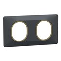 Plaque de finition Ovalis entraxe 71 mm S340704E anthracite bague laiton 2 postes horizontal