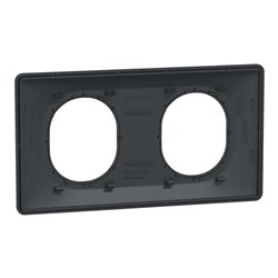 Plaque de finition Ovalis entraxe 71 mm S340704E anthracite bague laiton 2 postes horizontal