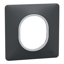 Plaque de finition Ovalis S340702G anthracite bague argent chromé 1 poste