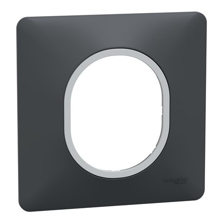 Plaque de finition Ovalis S340702G anthracite bague argent chromé 1 poste Plaque de finition Ovalis S340702G anthracite bague argent chromé 1 poste