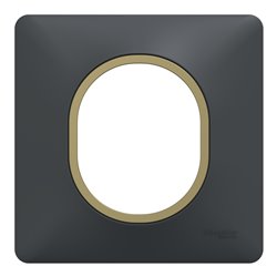 Plaque de finition Ovalis S340702E anthracite bague laiton 1 poste