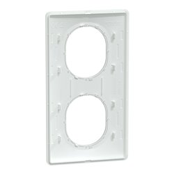 Plaque de finition Ovalis entraxe 71 mm S320724F blanc bague argent chromé 2 postes vertical