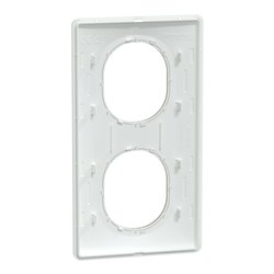 Plaque de finition Ovalis entraxe 71 mm S320724D blanc bague laiton 2 postes vertical