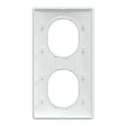 Plaque de finition Ovalis entraxe 71 mm S320724D blanc bague laiton 2 postes vertical