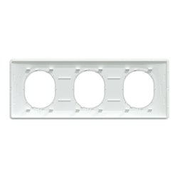 Plaque de finition Ovalis entraxe 71 mm S320706F blanc bague argent chromé 3 postes horizontal