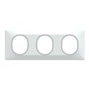 Plaque de finition Ovalis entraxe 71 mm S320706F blanc bague argent chromé 3 postes horizontal