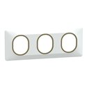 Plaque de finition Ovalis entraxe 71 mm S320706D blanc bague laiton 3 postes horizontal