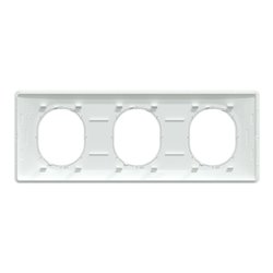 Plaque de finition Ovalis entraxe 71 mm S320706D blanc bague laiton 3 postes horizontal