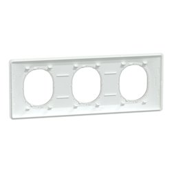 Plaque de finition Ovalis entraxe 71 mm S320706D blanc bague laiton 3 postes horizontal