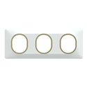 Plaque de finition Ovalis entraxe 71 mm S320706D blanc bague laiton 3 postes horizontal