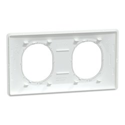 Plaque de finition Ovalis entraxe 71 mm S320704F blanc bague argent chromé 2 postes horizontal