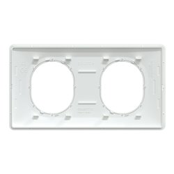 Plaque de finition Ovalis entraxe 71 mm S320704F blanc bague argent chromé 2 postes horizontal