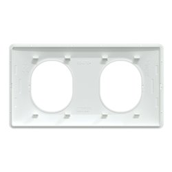Plaque de finition Ovalis entraxe 71 mm S320704D blanc bague laiton 2 postes horizontal
