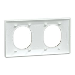 Plaque de finition Ovalis entraxe 71 mm S320704D blanc bague laiton 2 postes horizontal