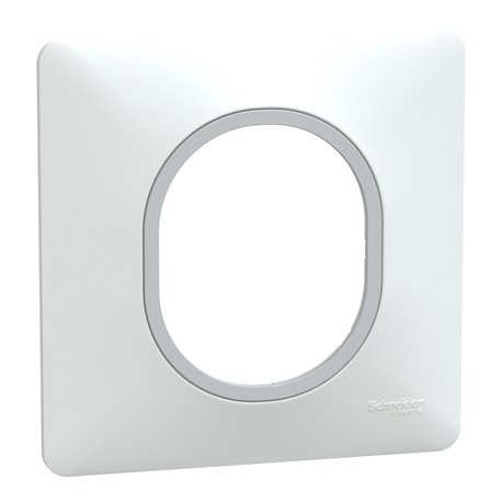Plaque de finition Ovalis S320702F blanc bague argent chromé 1 poste Plaque de finition Ovalis S320702F blanc bague argent chromé 1 poste