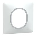 Plaque de finition Ovalis S320702F blanc bague argent chromé 1 poste