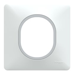 Plaque de finition Ovalis S320702F blanc bague argent chromé 1 poste