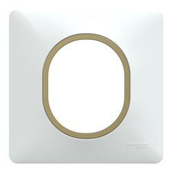 Plaque de finition Ovalis S320702D blanc bague laiton 1 poste