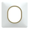 Plaque de finition Ovalis S320702D blanc bague laiton 1 poste