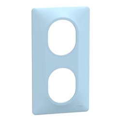 Plaque de finition Ovalis entraxe 71 mm S320724C bleu azurin 2 postes vertical