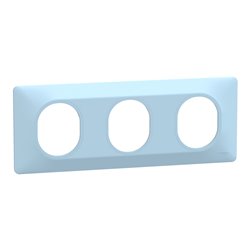 Plaque de finition Ovalis entraxe 71 mm S320706C bleu azurin 3 postes horizontal
