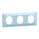 Plaque de finition Ovalis entraxe 71 mm S320706C bleu azurin 3 postes horizontal
