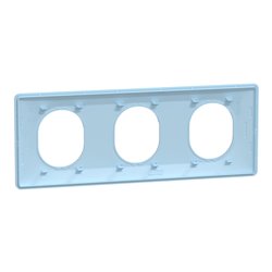 Plaque de finition Ovalis entraxe 71 mm S320706C bleu azurin 3 postes horizontal