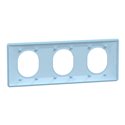 Plaque de finition Ovalis entraxe 71 mm S320706C bleu azurin 3 postes horizontal