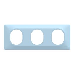 Plaque de finition Ovalis entraxe 71 mm S320706C bleu azurin 3 postes horizontal