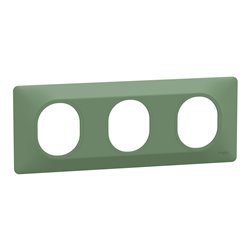 Plaque de finition Ovalis entraxe 71 mm S320706B vert forêt 3 postes horizontal