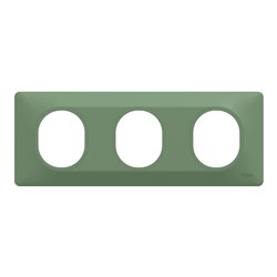 Plaque de finition Ovalis entraxe 71 mm S320706B vert forêt 3 postes horizontal