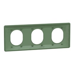 Plaque de finition Ovalis entraxe 71 mm S320706B vert forêt 3 postes horizontal