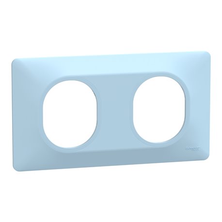 Plaque de finition Ovalis entraxe 71 mm S320704C bleu azurin 2 postes horizontal Plaque de finition Ovalis entraxe 71 mm S320704C bleu azurin 2 postes horizontal